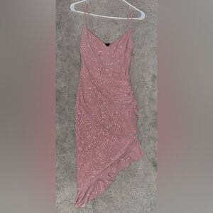 Windsor Pink Asymmetrical Glitter Dress